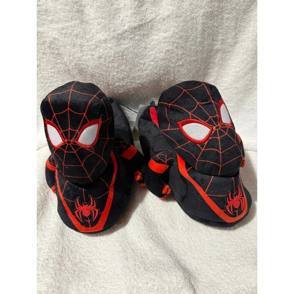 Marvel Spider-Man Miles Morales Kids Plush Slippers Black Red Size 6 NWT